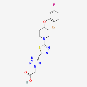 2-(5-(5-(4-(2-Bromo-5-fluorophenoxy)piperidin-1-yl)-1,3,4-thiadiazol-2-yl)-2H-tetrazol-2-yl)acetic acid