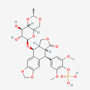 4-((5R,5aR,8aR,9S)-9-(((2R,4aR,6R,7R,8R,8aS)-7,8-Dihydroxy-2-methylhexahydropyrano[3,2-d][1,3]dioxin-6-yl)oxy)-6-oxo-5,5a,6,8,8a,9-hexahydrofuro[3',4':6,7]naphtho[2,3-d][1,3]dioxol-5-yl)-2,6-dimethoxyphenyl dihydrogen phosphate