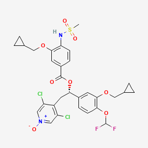 (S)-3,5-Dichloro-4-(2-(3-(cyclopropylmethoxy)-4-(difluoromethoxy)phenyl)-2-((3-(cyclopropylmethoxy)-4-(methylsulfonamido)benzoyl)oxy)ethyl)pyridine 1-oxide