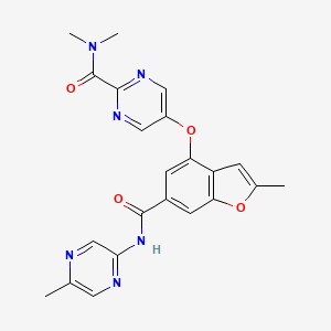 N,N-Dimethyl-5-((2-methyl-6-((5-methylpyrazin-2-yl)carbamoyl)benzofuran-4-yl)oxy)pyrimidine-2-carboxamide