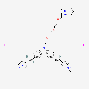4,4'-((9-(2-(2-(2-(2-(1-Methylpiperidin-1-ium-1-yl)ethoxy)ethoxy)ethoxy)ethyl)-9H-carbazole-3,6-diyl)bis(ethene-2,1-diyl))bis(1-methylpyridin-1-ium) iodide