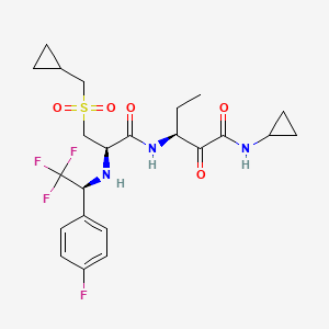 (S)-N-Cyclopropyl-3-((R)-3-((cyclopropylmethyl)sulfonyl)-2-(((S)-2,2,2-trifluoro-1-(4-fluorophenyl)ethyl)amino)propanamido)-2-oxopentanamide