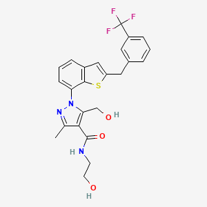 N-(2-Hydroxyethyl)-5-(hydroxymethyl)-3-methyl-1-(2-(3-(trifluoromethyl)benzyl)benzo[b]thiophen-7-yl)-1H-pyrazole-4-carboxamide