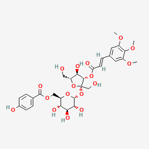 ((2R,3S,4S,5R,6R)-3,4,5-Trihydroxy-6-(((2S,3S,4R,5R)-4-hydroxy-2,5-bis(hydroxymethyl)-3-(((E)-3-(3,4,5-trimethoxyphenyl)acryloyl)oxy)tetrahydrofuran-2-yl)oxy)tetrahydro-2H-pyran-2-yl)methyl 4-hydroxybenzoate