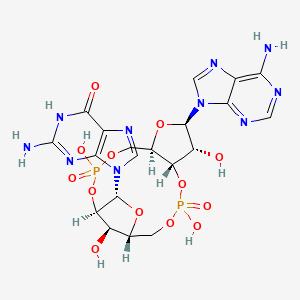 2-Amino-9-((5R,7R,8R,12aR,14R,15R,15aS)-14-(6-amino-9H-purin-9-yl)-2,10,15,16-tetrahydroxy-2,10-dioxidooctahydro-12H-5,8-methanofuro[3,2-l][1,3,6,9,11]pentaoxa[2,10]diphosphacyclotetradecin-7-yl)-3,9-dihydro-6H-purin-6-one