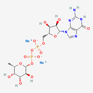 (((2R,3S,4R,5R)-5-(2-Amino-6-oxo-3,6-dihydro-9H-purin-9-yl)-3,4-dihydroxytetrahydrofuran-2-yl) methyl) ((2R,3S,4R,5S,6S)-3,4,5-trihydroxy-6-methyltetrahydro-2H-pyran-2-yl) diphosphate sodium salt