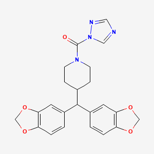 (4-(Bis(benzo[d][1,3]dioxol-5-yl)methyl)piperidin-1-yl)(1H-1,2,4-triazol-1-yl)methanone