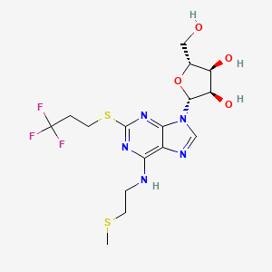(2R,3S,4R,5R)-2-(Hydroxymethyl)-5-(6-((2-(methylthio)ethyl)amino)-2-((3,3,3-trifluoropropyl)thio)-9H-purin-9-yl)tetrahydrofuran-3,4-diol