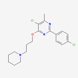 5-Chloro-2-(4-chlorophenyl)-4-methyl-6-(3-(piperidin-1-yl)propoxy)pyrimidine