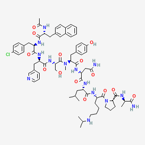(R)-N1-((S)-1-(((S)-1-((S)-2-(((R)-1-Amino-1-oxopropan-2-yl)carbamoyl)pyrrolidin-1-yl)-6-(isopropylamino)-1-oxohexan-2-yl)amino)-4-methyl-1-oxopentan-2-yl)-2-((2S,5S,8R,11R,14R)-11-(4-chlorobenzyl)-2-(4-hydroxybenzyl)-5-(hydroxymethyl)-3-methyl-14-(naphth