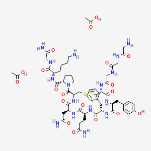 (S)-N-((S)-6-Amino-1-((2-amino-2-oxoethyl)amino)-1-oxohexan-2-yl)-1-((4R,7S,10S,13S,16S,19R)-7-(2-amino-2-oxoethyl)-10-(3-amino-3-oxopropyl)-19-(2-(2-(2-aminoacetamido)acetamido)acetamido)-13-benzyl-16-(4-hydroxybenzyl)-6,9,12,15,18-pentaoxo-1,2-dithia-5,