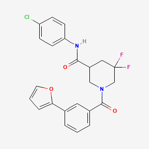 N-(4-Chlorophenyl)-5,5-difluoro-1-(3-(furan-2-yl)benzoyl)piperidine-3-carboxamide
