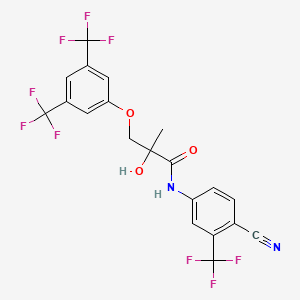 3-(3,5-Bis(trifluoromethyl)phenoxy)-N-(4-cyano-3-(trifluoromethyl)phenyl)-2-hydroxy-2-methylpropanamide