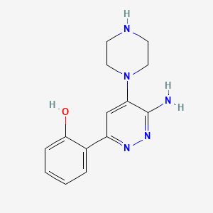 2-(6-Amino-5-(piperazin-1-yl)pyridazin-3-yl)phenol