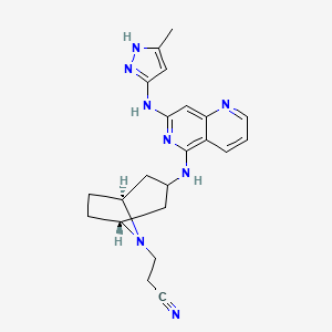 3-((3-exo)-3-((7-((5-Methyl-1H-pyrazol-3-yl)amino)-1,6-naphthyridin-5-yl)amino)-8-azabicyclo[3.2.1]octan-8-yl)propanenitrile