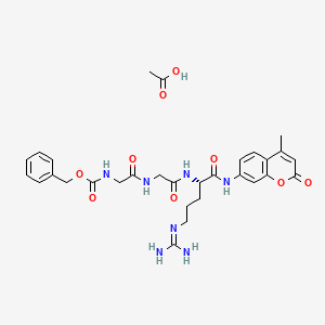Benzyl (S)-(2-((2-((5-guanidino-1-((4-methyl-2-oxo-2H-chromen-7-yl)amino)-1-oxopentan-2-yl)amino)-2-oxoethyl)amino)-2-oxoethyl)carbamate acetate