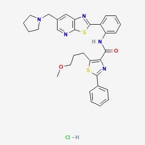 5-(3-Methoxypropyl)-2-phenyl-N-(2-(6-(pyrrolidin-1-ylmethyl)thiazolo[5,4-b]pyridin-2-yl)phenyl)thiazole-4-carboxamide Hydrochloride