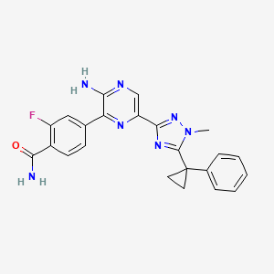 4-(3-Amino-6-(1-methyl-5-(1-phenylcyclopropyl)-1H-1,2,4-triazol-3-yl)pyrazin-2-yl)-2-fluorobenzamide