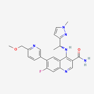 7-Fluoro-6-[6-(methoxymethyl)-3-pyridinyl]-4-[[(1R)-1-(1-methyl-1H-pyrazol-3-yl)ethyl]amino]-3-quinolinecarboxamide