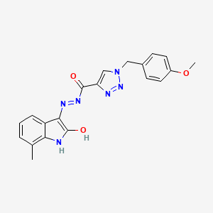 (Z)-1-(4-Methoxybenzyl)-N'-(7-methyl-2-oxoindolin-3-ylidene)-1H-1,2,3-triazole-4-carbohydrazide