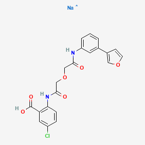5-Chloro-2-(2-(2-((3-(furan-3-yl)phenyl)amino)-2-oxoethoxy)acetamido)benzoic acid， sodium salt