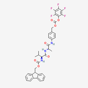 (9H-Fluoren-9-yl)methyl ((S)-3-methyl-1-oxo-1-(((S)-1-oxo-1-((4-((((perfluorophenoxy)carbonyl)oxy)methyl)phenyl)amino)propan-2-yl)amino)butan-2-yl)carbamate