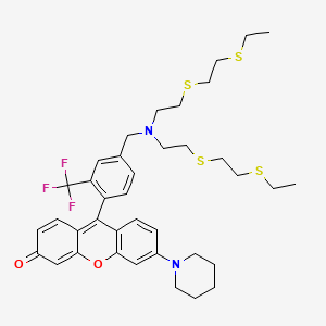 9-(4-((Bis(2-((2-(ethylthio)ethyl)thio)ethyl)amino)methyl)-2-(trifluoromethyl)phenyl)-6-(piperidin-1-yl)-3H-xanthen-3-one