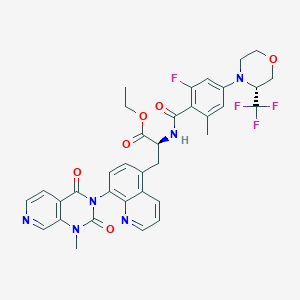 Ethyl (S)-2-(2-fluoro-6-methyl-4-((R)-3-(trifluoromethyl)morpholino)benzamido)-3-(8-(1-methyl-2，4-dioxo-1，4-dihydropyrido[3，4-d]pyrimidin-3(2H)-yl)quinolin-5-yl)propanoate