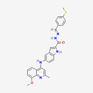 (E)-5-((8-Methoxy-2-methylquinolin-4-yl)amino)-N'-(4-(methylthio)benzylidene)-1H-indole-2-carbohydrazide