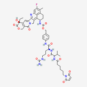 4-((S)-2-((S)-2-(6-(2,5-Dioxo-2,5-dihydro-1H-pyrrol-1-yl)hexanamido)-3-methylbutanamido)-5-ureidopentanamido)benzyl ((1S,9S)-9-ethyl-5-fluoro-9-hydroxy-4-methyl-10,13-dioxo-2,3,9,10,13,15-hexahydro-1H,12H-benzo[de]pyrano[3',4':6,7]indolizino[1,2-b]quinoli