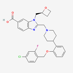 (S)-2-((4-(2-((4-Chloro-2-fluorobenzyl)oxy)phenyl)piperidin-1-yl)methyl)-1-(oxetan-2-ylmethyl)-1H-benzo[d]imidazole-6-carboxylic acid