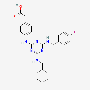 4-[[4-[(Cyclohexylmethyl)amino]-6-[[(4-fluorophenyl)methyl]amino]-1，3，5-triazin-2-yl]amino]benzeneacetic acid