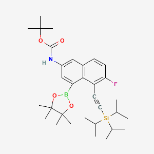 tert-Butyl (6-fluoro-4-(4,4,5,5-tetramethyl-1,3,2-dioxaborolan-2-yl)-5-((triisopropylsilyl)ethynyl)naphthalen-2-yl)carbamate