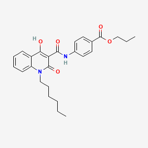 Propyl 4-(1-Hexyl-4-hydroxy-2-oxo-1,2-dihydroquinoline-3-carboxamido)benzoate