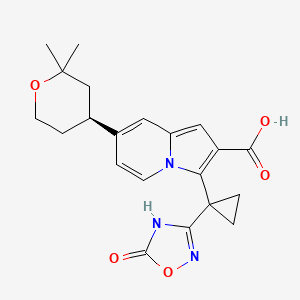 (S)-7-(2,2-Dimethyltetrahydro-2H-pyran-4-yl)-3-(1-(5-oxo-4,5-dihydro-1,2,4-oxadiazol-3-yl)cyclopropyl)indolizine-2-carboxylic acid