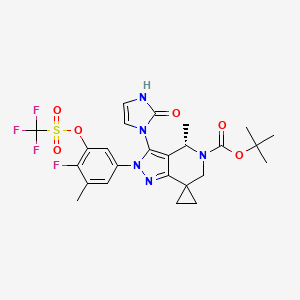 tert-Butyl (S)-2'-(4-fluoro-3-methyl-5-(((trifluoromethyl)sulfonyl)oxy)phenyl)-4'-methyl-3'-(2-oxo-2，3-dihydro-1H-imidazol-1-yl)-2'，4'-dihydrospiro[cyclopropane-1，7'-pyrazolo[4，3-c]pyridine]-5'(6'H)-carboxylate