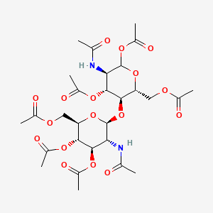 (2S,3S,4R,5S)-3-acetamido-5-(((2S,3S,4R,5S)-3-acetamido-4,5-diacetoxy-6-(acetoxymethyl)tetrahydro-2H-pyran-2-yl)oxy)-6-(acetoxymethyl)tetrahydro-2H-pyran-2,4-diyl diacetate