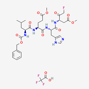 Methyl (5S,8S,11S,14S)-11-((1H-imidazol-5-yl)methyl)-14-(2-fluoroacetyl)-5-isobutyl-8-(3-methoxy-3-oxopropyl)-3,6,9,12-tetraoxo-1-phenyl-2-oxa-4,7,10,13-tetraazahexadecan-16-oate 2,2,2-trifluoroacetate