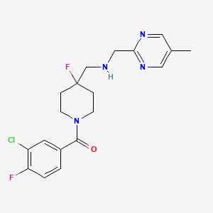 (3-Chloro-4-fluorophenyl)(4-fluoro-4-((((5-methylpyrimidin-2-yl)methyl)amino)methyl)piperidin-1-yl)methanone