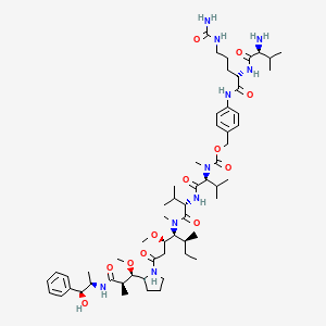 4-((S)-2-((S)-2-Amino-3-methylbutanamido)-5-ureidopentanamido)benzyl ((S)-1-(((S)-1-(((3R,4S,5S)-1-((S)-2-((1R,2R)-3-(((1S,2R)-1-hydroxy-1-phenylpropan-2-yl)amino)-1-methoxy-2-methyl-3-oxopropyl)pyrrolidin-1-yl)-3-methoxy-5-methyl-1-oxoheptan-4-yl)(methyl