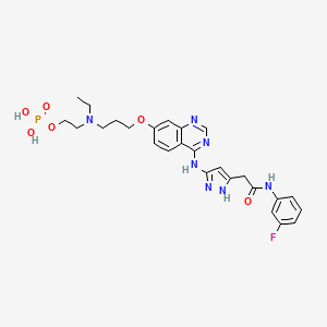 2-(Ethyl(3-((4-((3-(2-((3-fluorophenyl)amino)-2-oxoethyl)-1H-pyrazol-5-yl)amino)quinazolin-7-yl)oxy)propyl)amino)ethyl dihydrogen phosphate