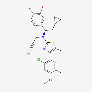 (S)-4-(2-Chloro-4-methoxy-5-methylphenyl)-N-(2-cyclopropyl-1-(3-fluoro-4-methylphenyl)ethyl)-5-methyl-N-(prop-2-yn-1-yl)thiazol-2-amine