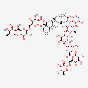 (2S,3R,4S,5S,6R)-6-((((2R,3R,4R,5S,6R)-3,4-Dihydroxy-6-(hydroxymethyl)-5-(((2S,3R,4R,5R,6S)-3,4,5-trihydroxy-6-methyltetrahydro-2H-pyran-2-yl)oxy)tetrahydro-2H-pyran-2-yl)oxy)methyl)-3,4,5-trihydroxytetrahydro-2H-pyran-2-yl (4aS,6aS,6bR,8aR,10S,12aR,12bR,