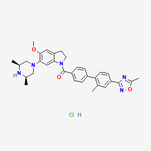 rel-(6-((3S,5R)-3,5-Dimethylpiperazin-1-yl)-5-methoxyindolin-1-yl)(2'-methyl-4'-(5-methyl-1,2,4-oxadiazol-3-yl)-[1,1'-biphenyl]-4-yl)methanone hydrochloride