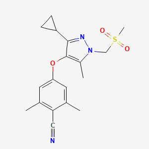 4-((3-Cyclopropyl-5-methyl-1-((methylsulfonyl)methyl)-1H-pyrazol-4-yl)oxy)-2,6-dimethylbenzonitrile
