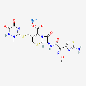Sodium (6R,7R)-7-((Z)-2-(2-aminothiazol-4-yl)-2-(methoxyimino)acetamido)-3-(((2-methyl-5,6-dioxo-1,2,5,6-tetrahydro-1,2,4-triazin-3-yl)thio)methyl)-8-oxo-5-thia-1-azabicyclo[4.2.0]oct-2-ene-2-carboxylate